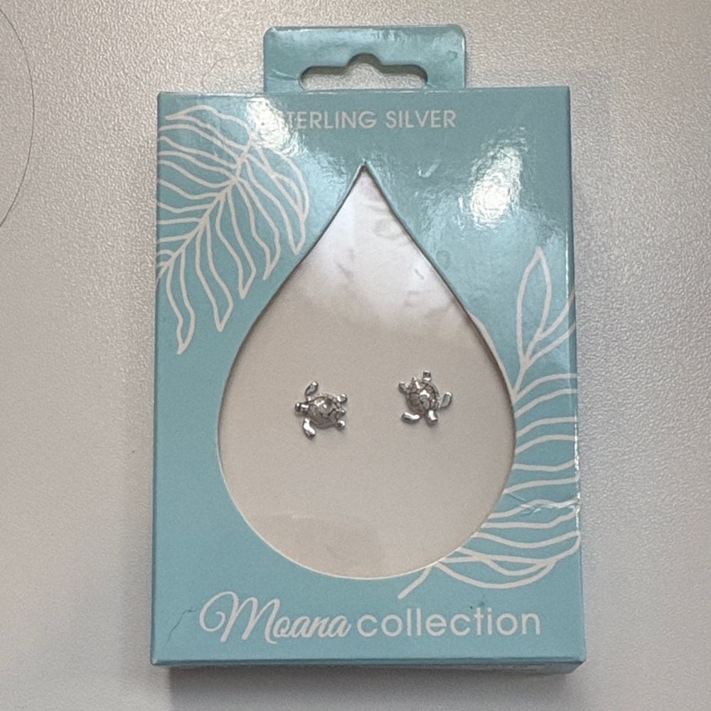 Sterling Silver Turtle Stud Earrings - Silver